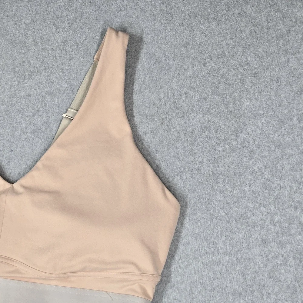Fabletics Women Sports Bra 4X Beige Wireless Strap Adjustable Pullover